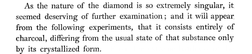 Отрывок из статьи С. Теннанта «On the Nature of the Diamond», 1796 г.