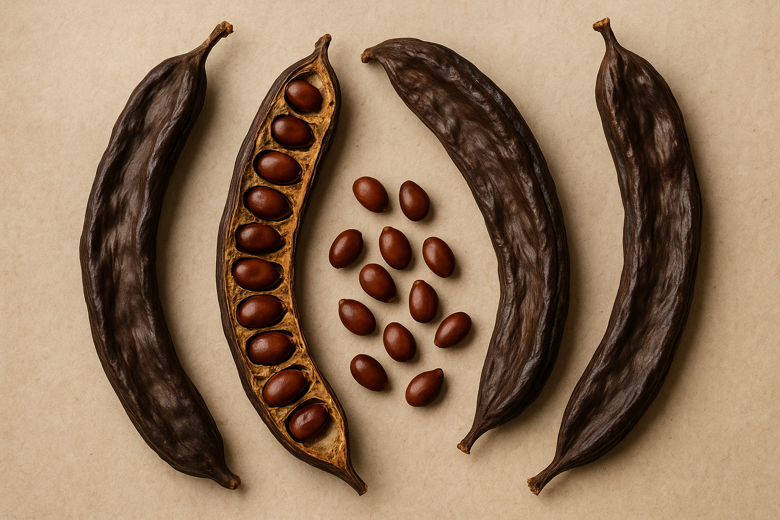 Плоды и семена Рожкового дерева (Ceratonia siliqua)