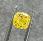 Loose calibrated diamonds, 6.20 mm * 6.14 mm, color Fancy Vivid Yellow,...